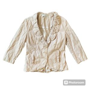 Cabi Women’s Pink Petal Blush Ruffle Scalloped Blazer Sz 6 (runs small 2-XS)
